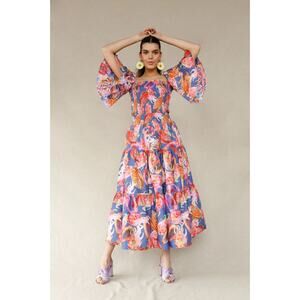 Florencia Davalos Cotton Allegra Ruched Top Reversible Skirt Set Fruit Pattern